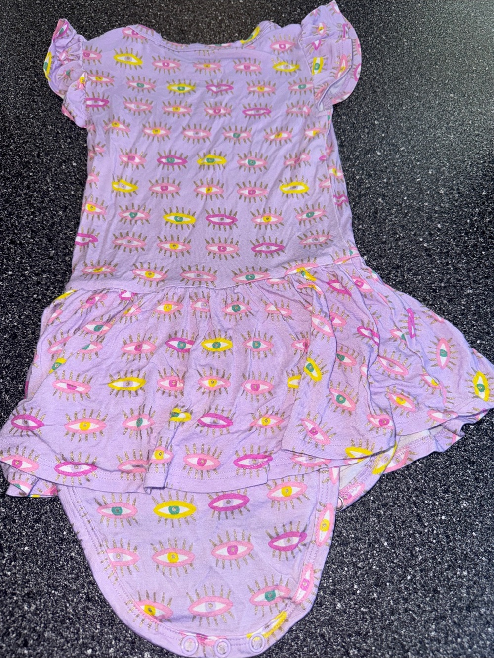 Posh Peanut Evil Eye Twirl Bodysuit Dress 2T Bamboo Flutter Sleeve - Picture 5 of 5